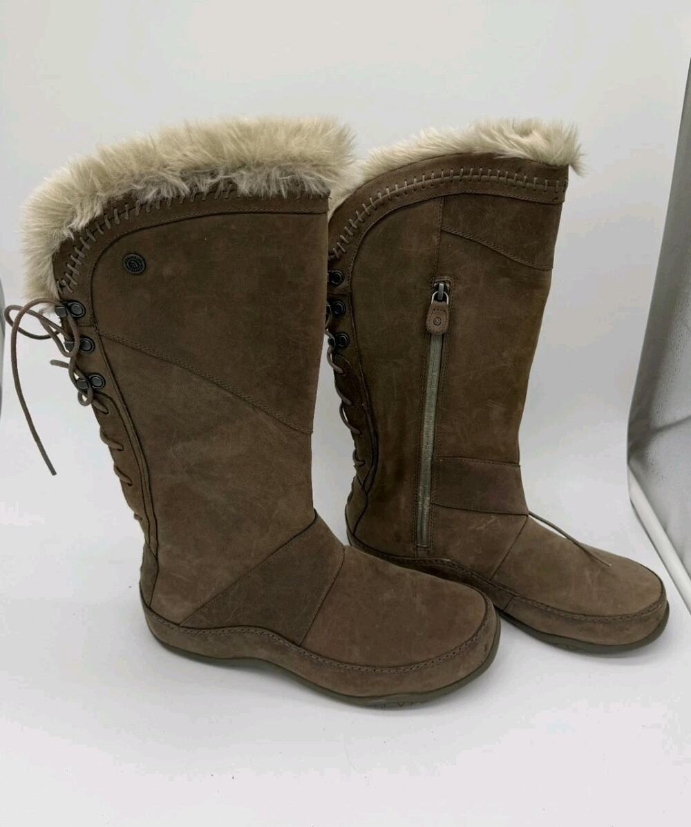 The North Face Brown Suede Women's Size 7.5M Faux Fur 200g Primaloft Snow Boots
